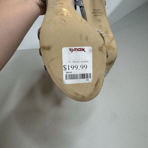 Stuart Weitzman Starla 105 Sparkle Silver Heel Size 10 - Picture 8 of 10